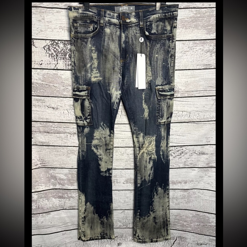 Golden Denim Los Angeles Men’s 34 Slim Flared Distressed Jeans